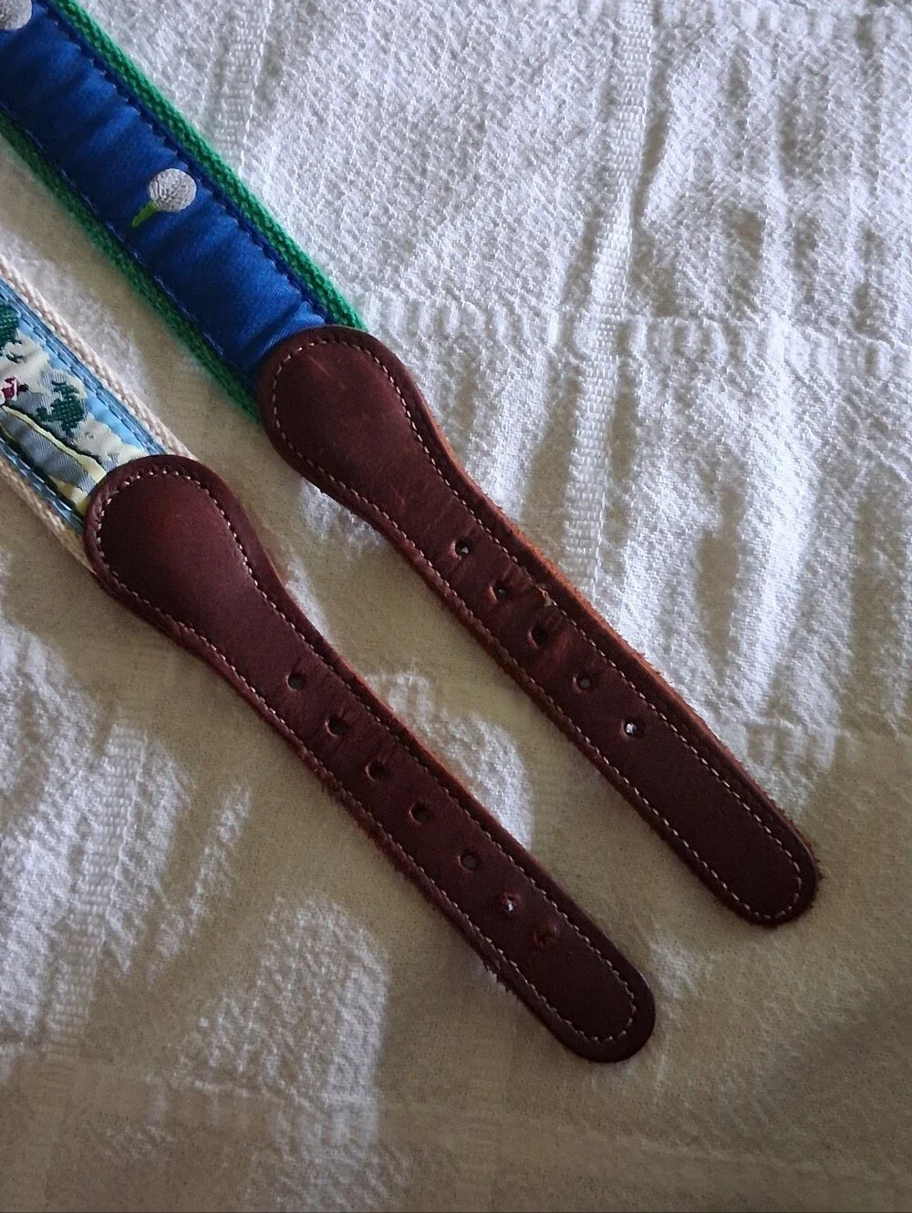 J. Bailey Leather/Canvas Golf Motif Belt Lot